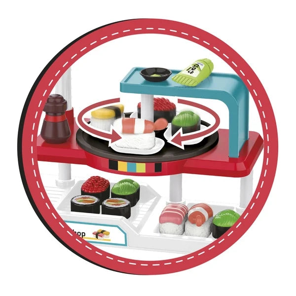 Sushi Shop with sounds toy with rotating countertop and assorted sushi pieces