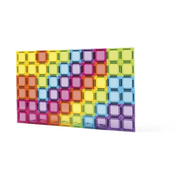 Multicolor magnetic tile wall panel with interlocking square and bar pieces