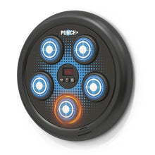 Electronic boxing target with four blue LED targets and digital display, round base