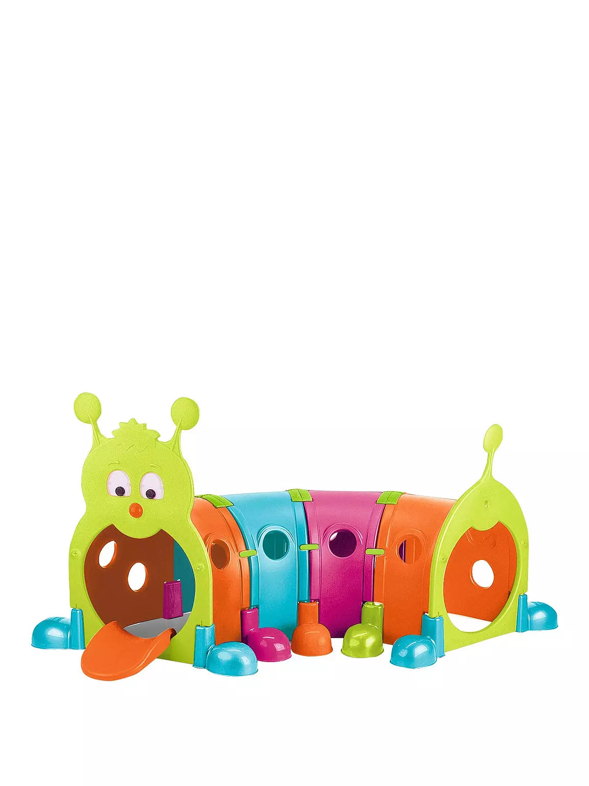 Gus caterpillar play tunnel with colorful segments and face openings at both ends
