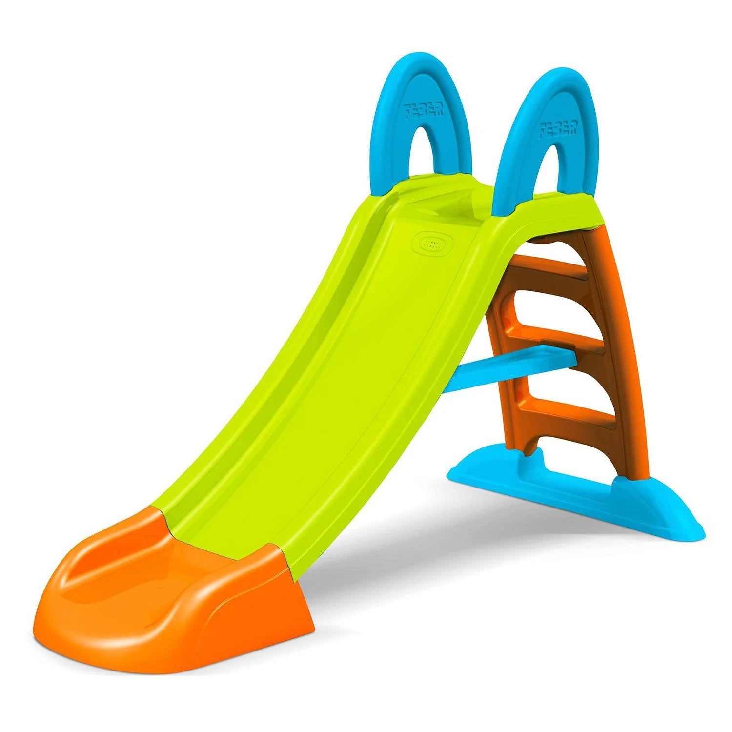 Slide Max water slide with lime-green ramp, orange base, and blue supports