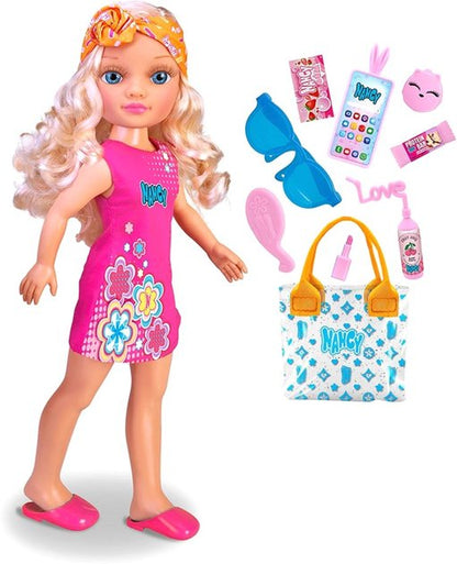 What's in my bag, doll with long blonde mane