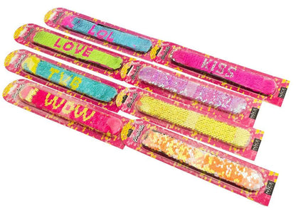 Girabrilla fluo bracelet set, neon pink, blue, green, glitter with patterned bands
