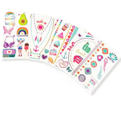 Metal tattoo stickers blister pack with colorful dreamcatcher and hearts designs