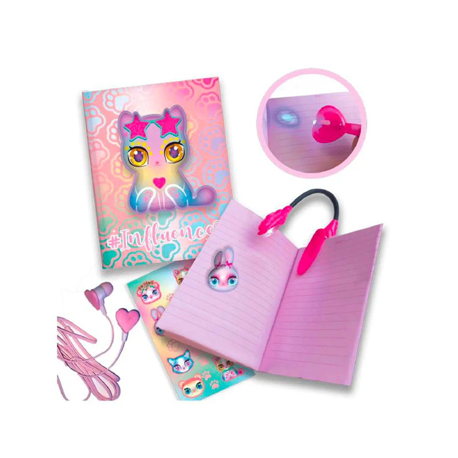 Secret diary book with pink cover, cute character print, and lock key charm