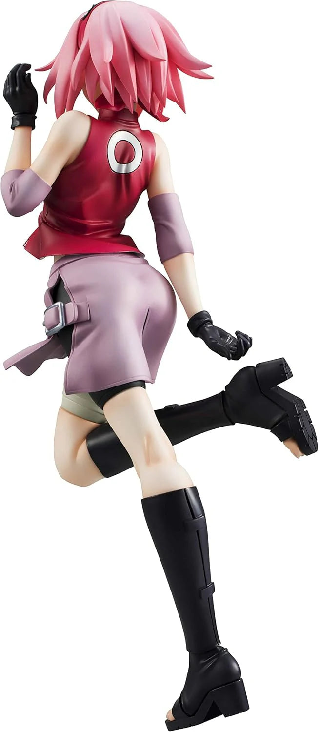 Heart of a Ninja action figure from behind: red back emblem, purple skirt, black gloves and boots