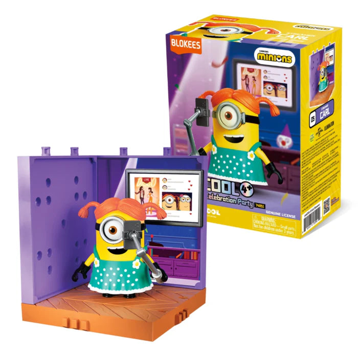 Blokees Minions Carl streamer set in box packaging with character figure and accessories.