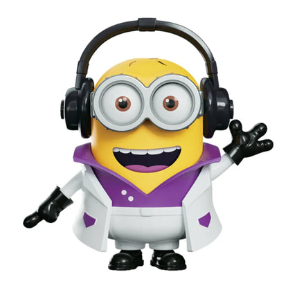 Phil the DJ Minions figurine with headphones and purple bow-tie