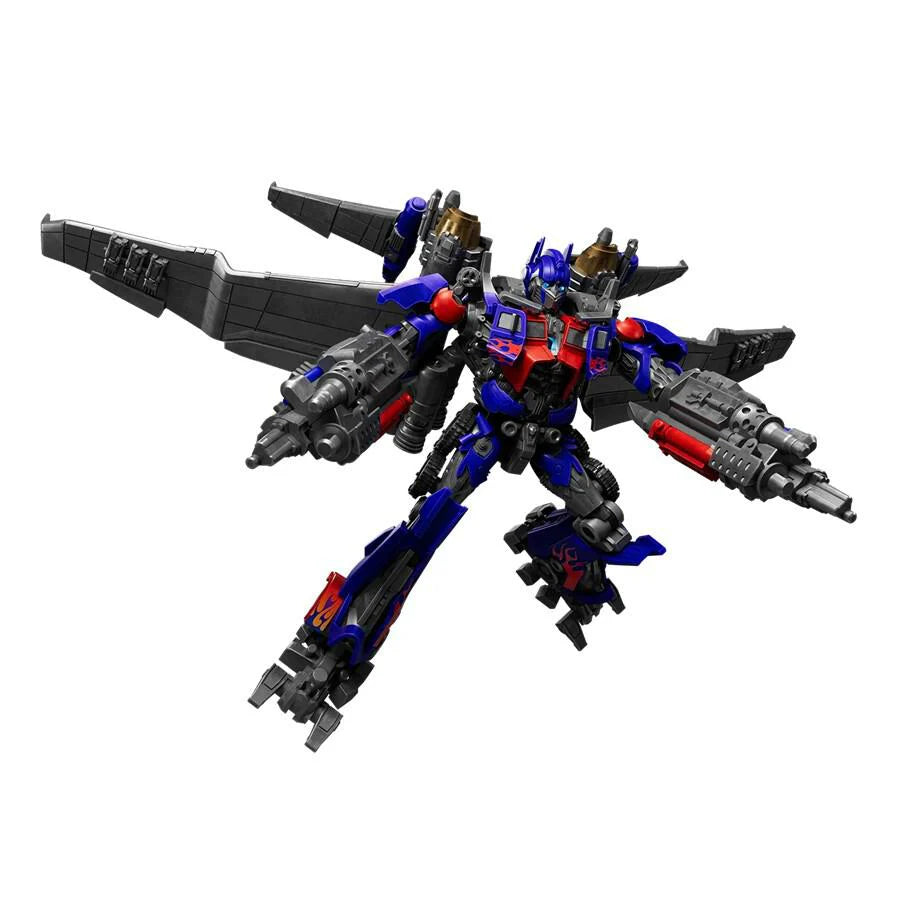Jet Wing Optimus Prime figure with blue-and-red jet wings and gray weapons