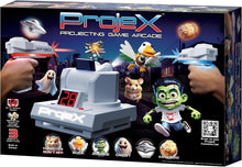 Laser battle game arcade set retail box showing two blasters, central unit, and characters
