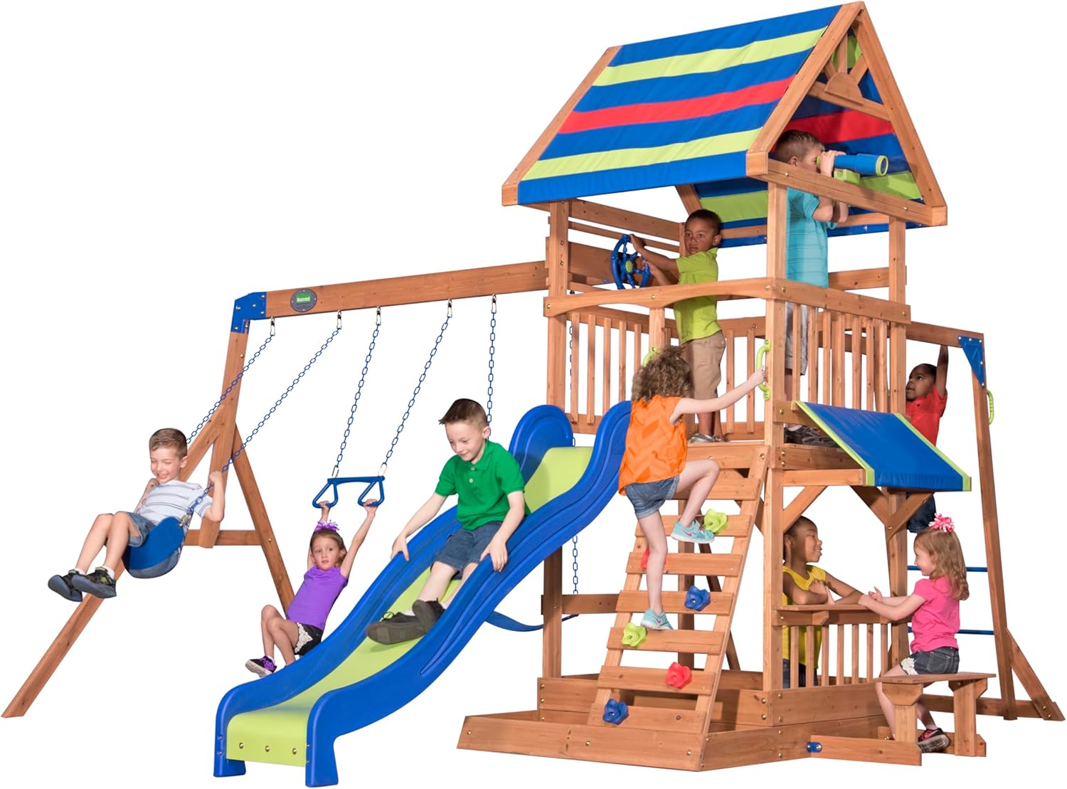 Discovery Northbrook Holz-Spielturm mit Rutsche, Schaukeln und Leiter
