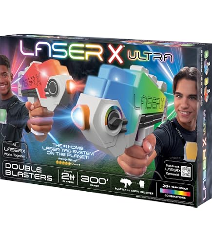 Laser blasters Double Blasters 2-player set retail box showing two toy blasters