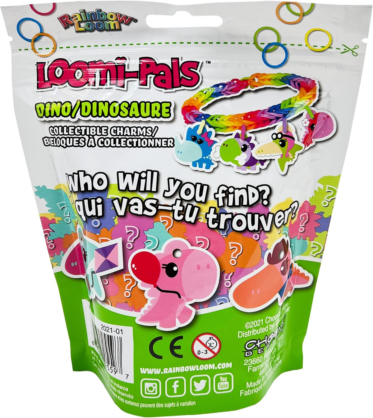 Loomi-Pals Dino/Dinosaur collectible charm blind bag with dinosaur artwork