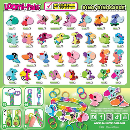 Loomi-Pals Dino/Dinosaur character checklist poster with illustrated figures