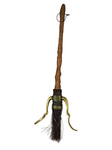 Harry Potter Firebolt broom close-up with wooden handle and bristle brush