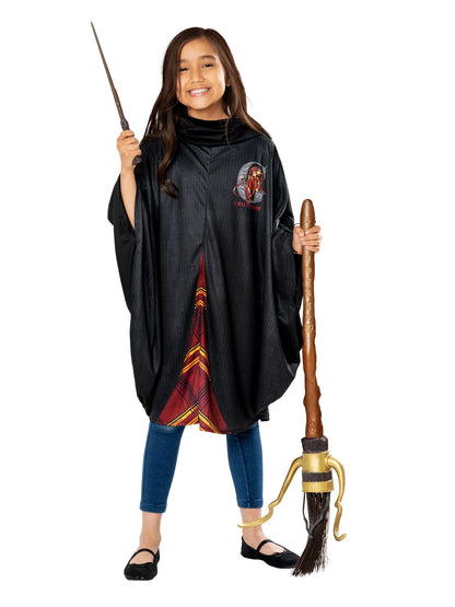 Harry Potter Firebolt broom with wooden handle and brass-toned base