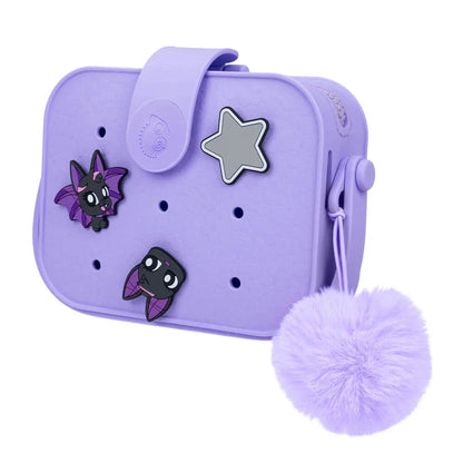 Swop Pops Minipop purple mini bag, adjustable strap, star emblem and furry pom-pom