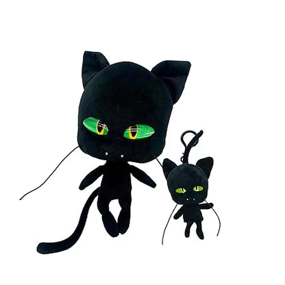 Miraculous Ladybug Assorted Plüschfigur, schwarze Katze mit grünen leuchtenden Augen