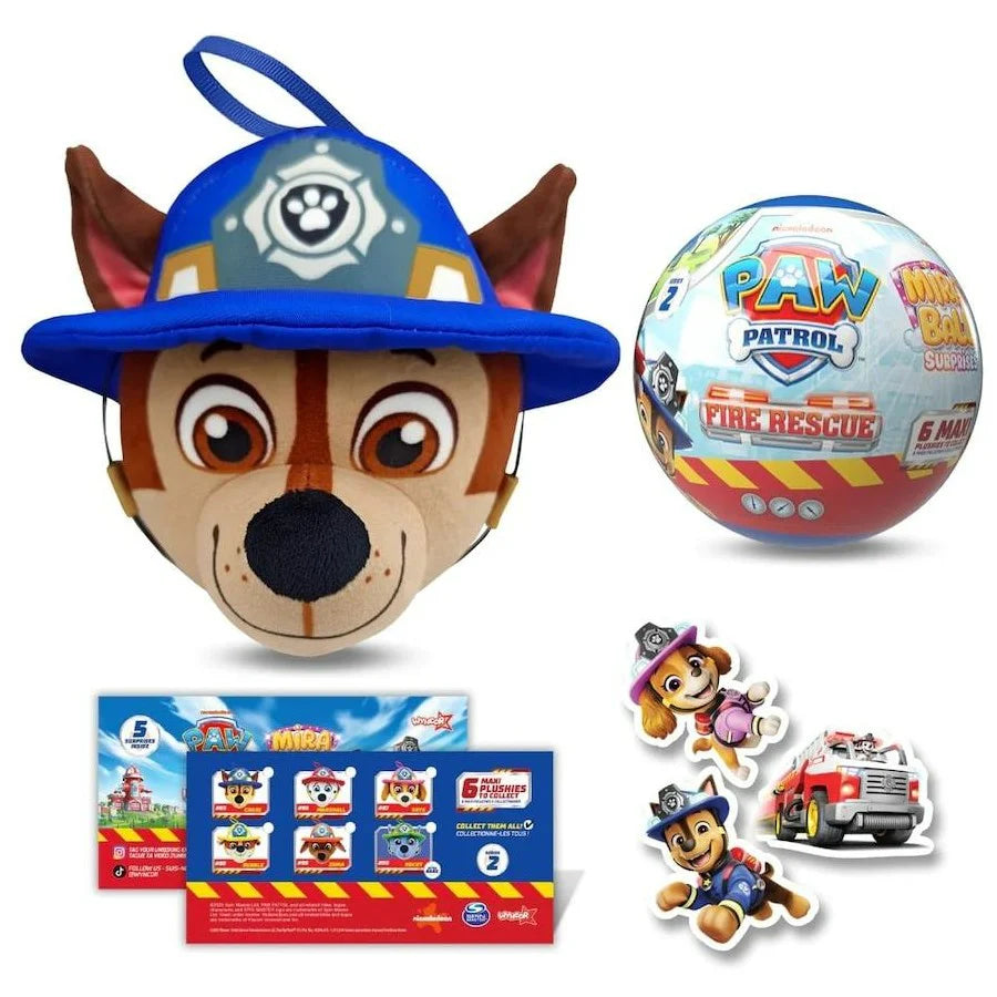 Plüschkopf mit blauem Feuerwehr-Helm, Paw Patrol Fire Rescue Surprise Blind Ball