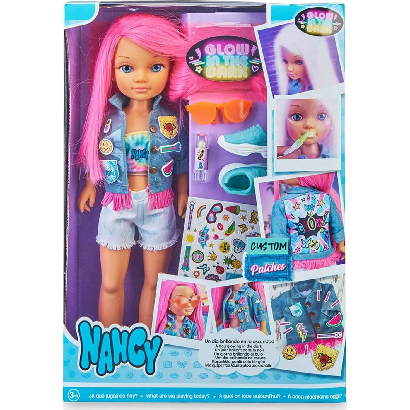 Muñeca Nancy en caja “Glowing in the Dark” con accesorios ilustrados y ropa