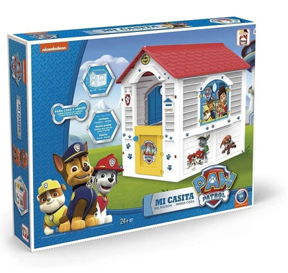 Paw Patrol Playhouse retail box with red-roof house artwork and character figures