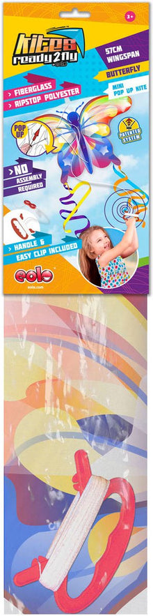 Kites Ready 2 Fly - Pop-Up Mini Nylon Kite Butterfly Rainbow