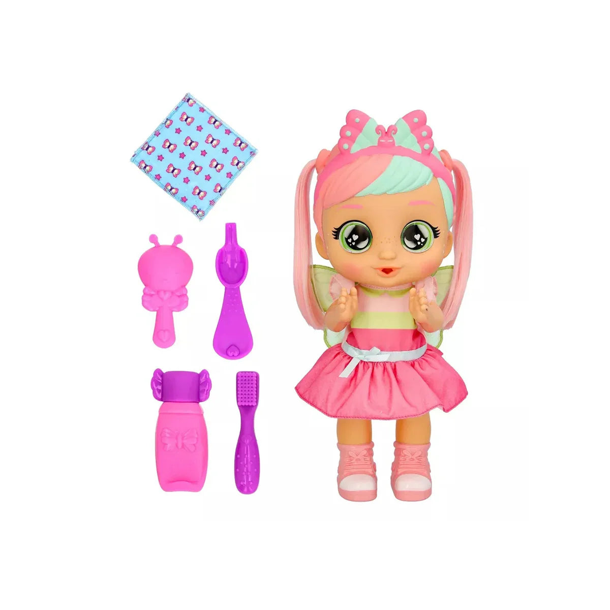 Bella’S Morning Routine doll with purple morning accessories and wash cloth