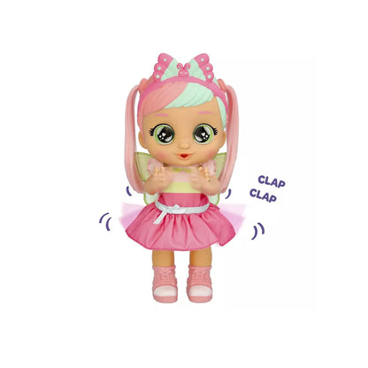 Bella’S Morning Routine doll in pink dress, hands posed with clap sound