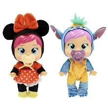 Set of two Cry Babies dolls: black-and-orange dress and blue hooded outfit