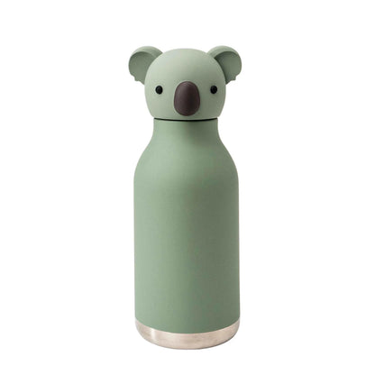 Koala character 473ml water bottle in mint green with rounded ears