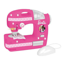 Barbie sewing machine in pink with clear top cover, star decals, needle and thread guide