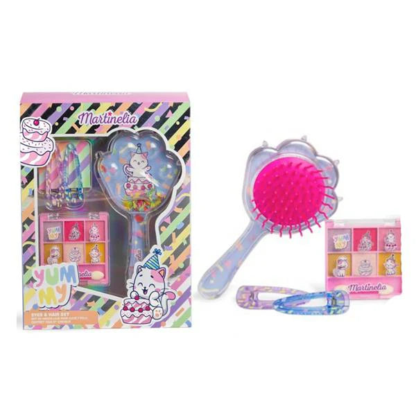 Yummy Eyes & Hair Set: transparent hair brush with pink bristles