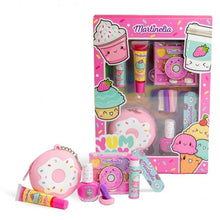 Yummy Sweet Beauty Set in pink: includes bottles, accessories, and a zip pouch