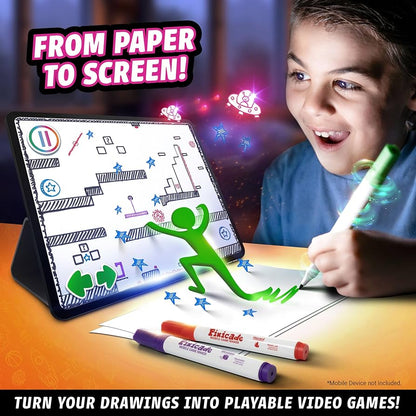 Pixicade drawing tablet with game stencil art and colorful markers included
