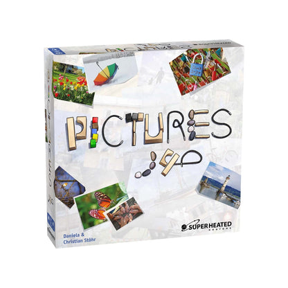 Board game box with colorful puzzle-style graphics and large stylized title