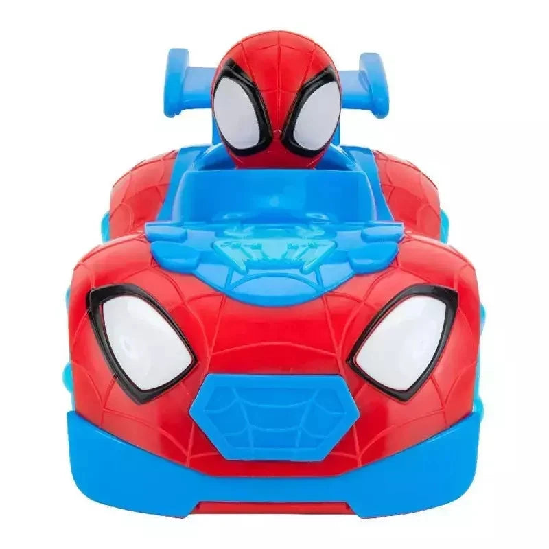 Spider-themed light strike vehicle front view, red shell, blue face panel and lights