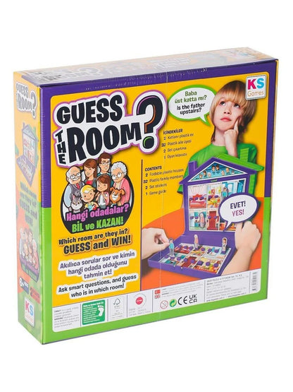 Guess the Room oyun kutusu arka yüz; içindekiler ve oyun şeması