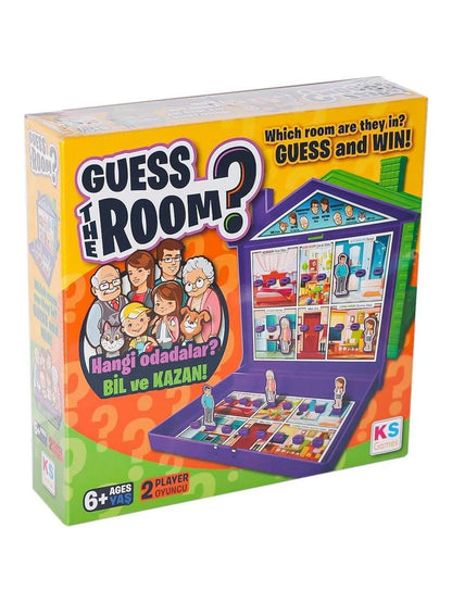 Guess the Room oyun kutusu; renkli karakterler ve soru alanı