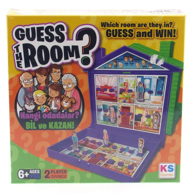 Guess the Room board game box with colorful room-themed graphics