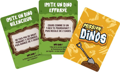 Dino board game instruction cards and box panels, green and yellow