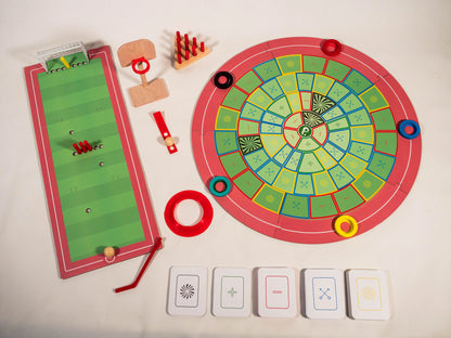 Olymplakks neuron game set with spinning wheel and green game panels