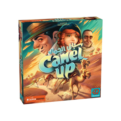 Off-season board game box with camel-themed desert character artwork