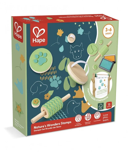 Nature-themed stamp set in box, animal and plant designs, 3-6 years