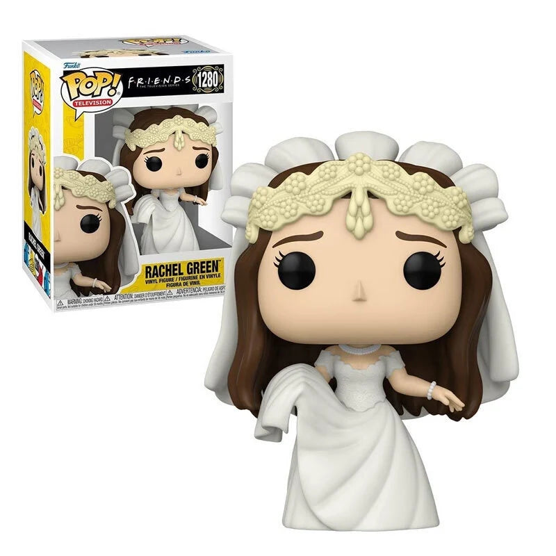 Rachel Green POP! vinyl figure with long brown hair and white dress