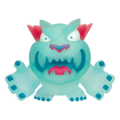 Teal glow panther vinyl figure with red jagged mouth and glowing eyes