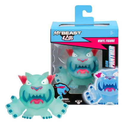 Teal glow panther vinyl figure in blister box with “Vinyl Figure” label