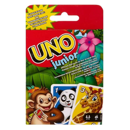 UNO Junior card game package with brand logo and card illustrations