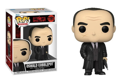 Collectible figure: Oswald Cobblepot in black coat and suit, white shirt, in box