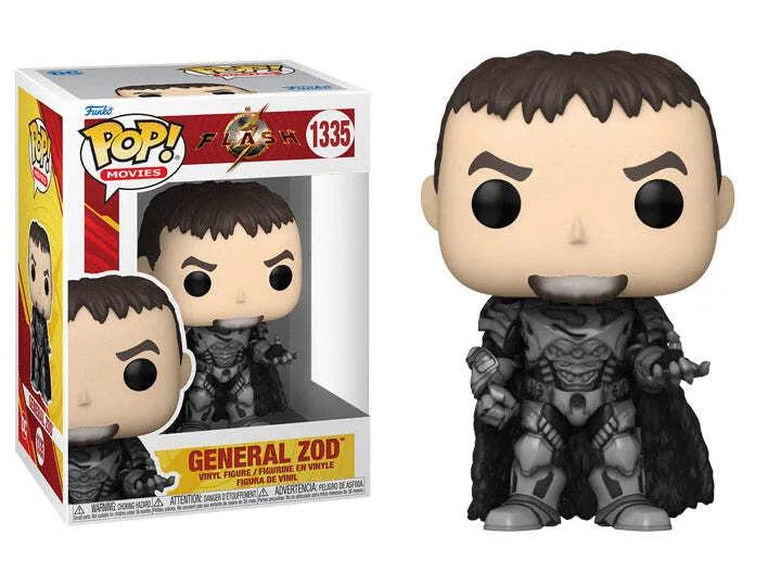 General Zod collectible figure in black suit, shown with retail box