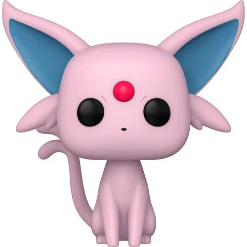 Pink Espeon POP vinyl figure with blue ears, red gem, and black eyes